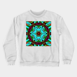 Psychedelic Hippie Flower Teal Green and Red Crewneck Sweatshirt